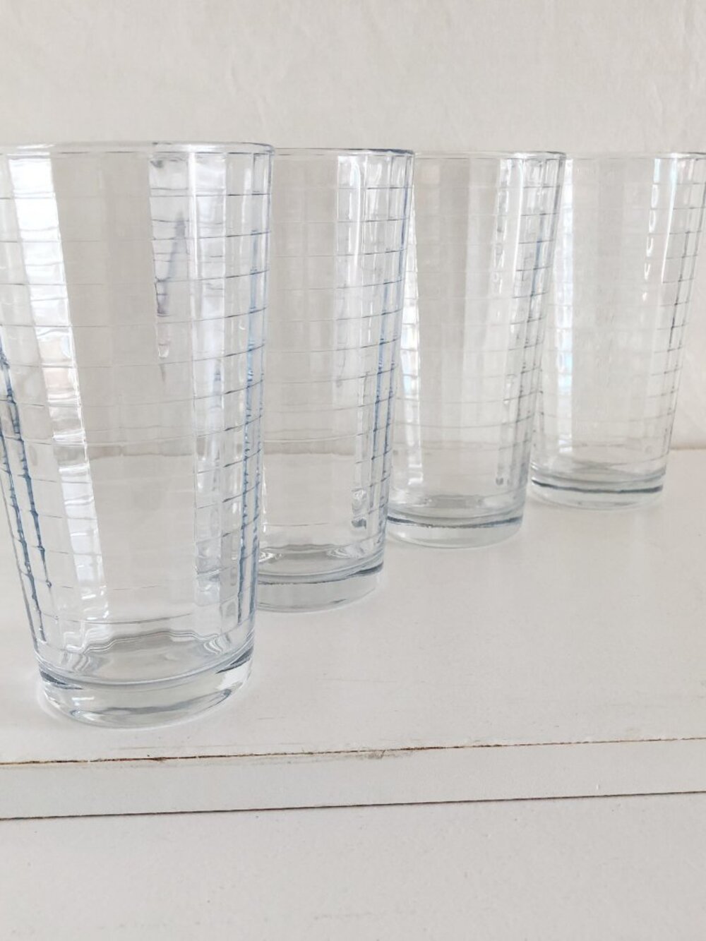 Clear Optic Windowpane Drinking Glasses Set of 4